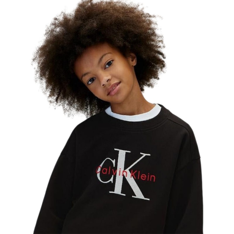 Calvin Klein MONOLOGO EMBRO CN SWEATSHIRT (LVCKFJB09G BEH)