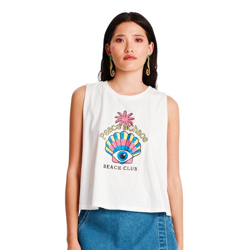 Peace and Chaos SEASHELL TANK TOP - Cotton (S26212B WHITE)