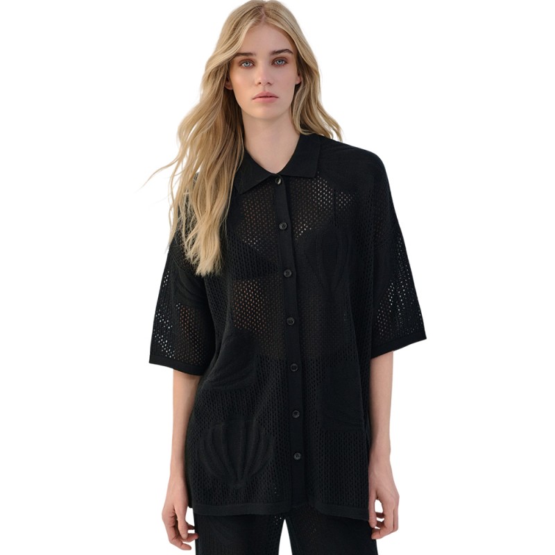 Combos CARDIGAN POLO SHELL (S6THCP0002 BLACK)