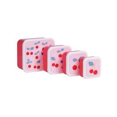A little lovely company: Σετ 4 δοχεία φαγητού Lunch & Snack Box - Cherries (SBSECH82)