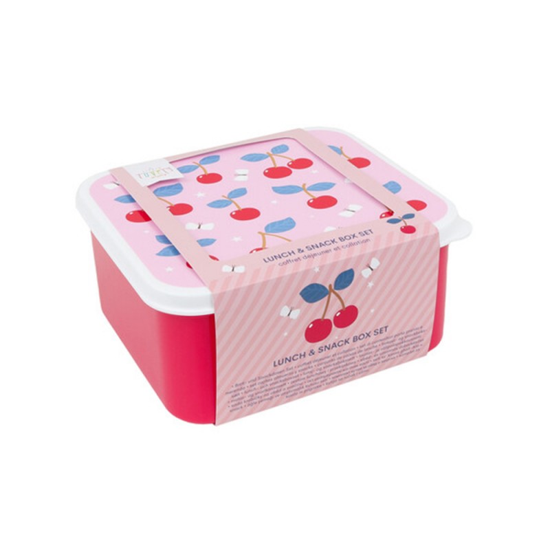 A little lovely company: Σετ 4 δοχεία φαγητού Lunch & Snack Box - Cherries (SBSECH82)