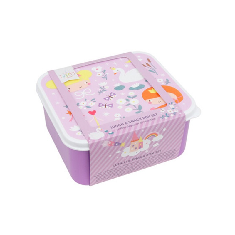 A little lovely company: Σετ 4 δοχεία φαγητού Lunch & Snack Box - Princesses (SBSEPR85)