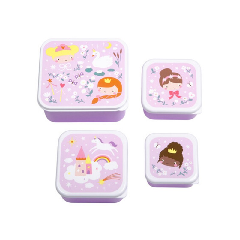 A little lovely company: Σετ 4 δοχεία φαγητού Lunch & Snack Box - Princesses (SBSEPR85)