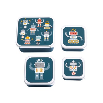 A little lovely company: Σετ 4 δοχεία φαγητού Lunch & Snack Box - Robots (SBSERO86)
