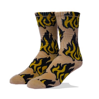 HUF FLAMIN CREW SOCKS (SK00796 OATMEAL)