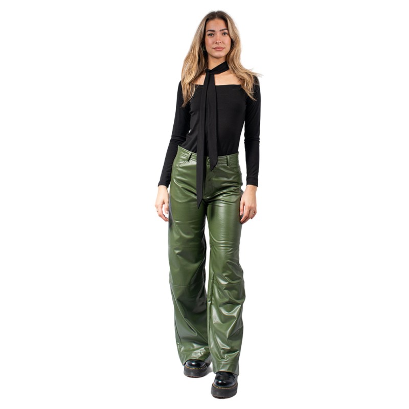 Sun Set Go INAYA LEATHER PANTS (SSGFW24014 Khaki)