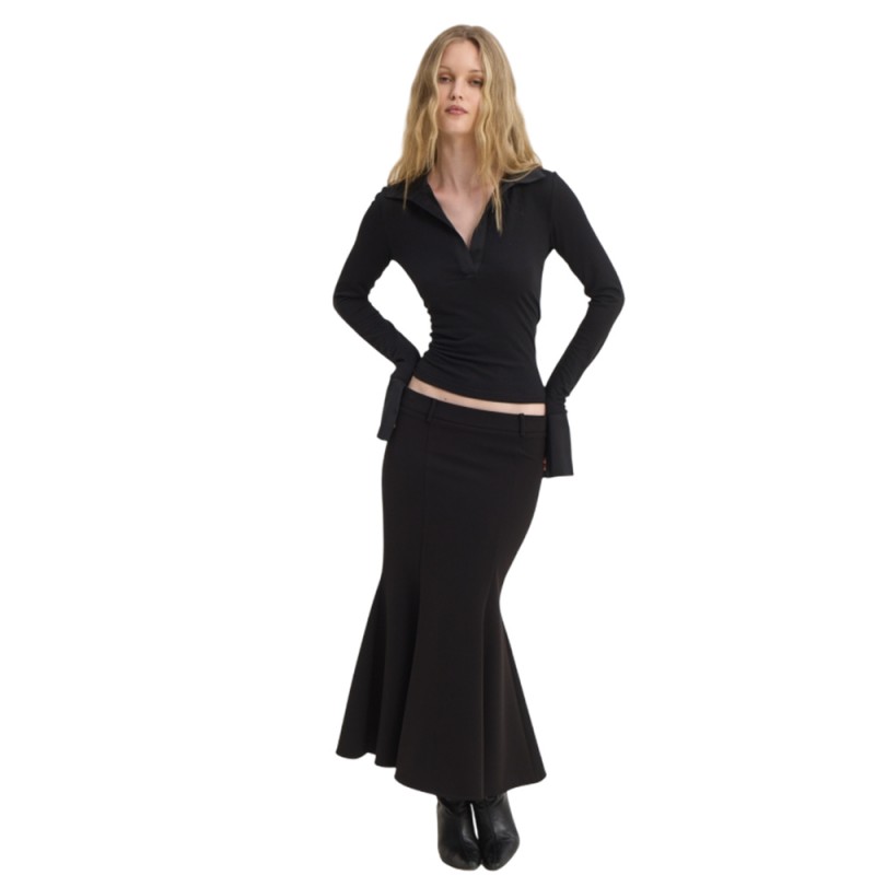 Sun Set Go ROSE MIDI SKIRT (SSGFW26005 Black) Sun Set Go ROSE MIDI SKIRT (SSGFW26005 Black)