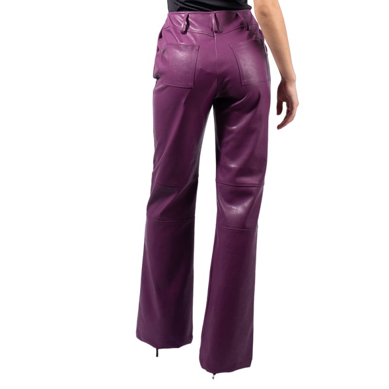 Peace and Chaos LIBRE STRAIGHT PANTS - Purple Eco Leather (W23517B PURPLE)