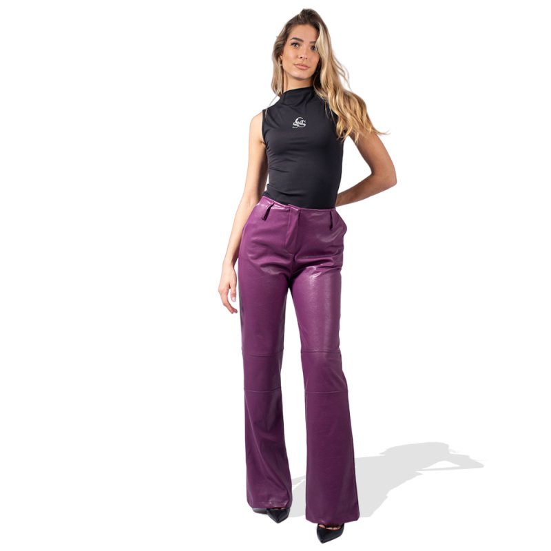 Peace and Chaos LIBRE STRAIGHT PANTS - Purple Eco Leather (W23517B PURPLE)