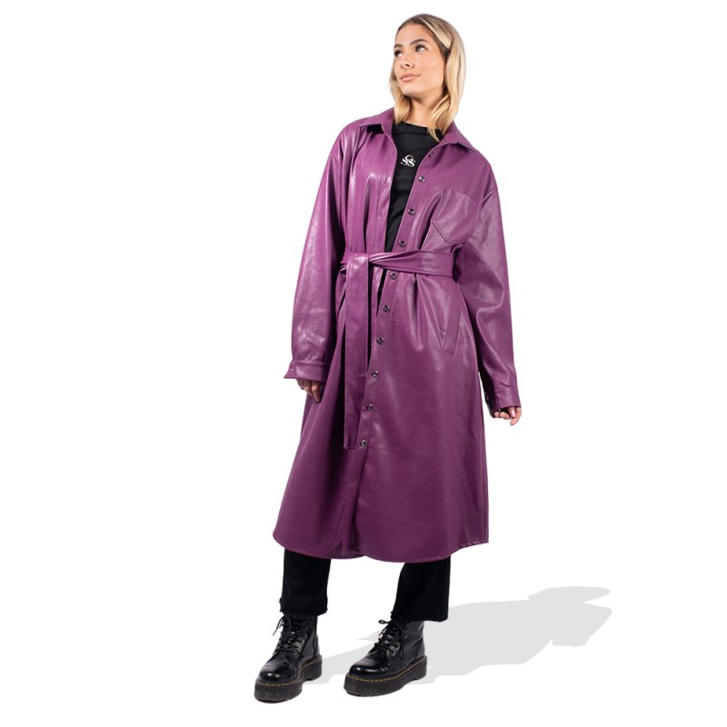 Peace and Chaos QUILI SHIRT DRESS - Eco Leather (W23924 PURPLE)