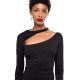 Peace and Chaos OBLIQUE TOP (W26211 BLACK)