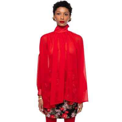 Peace and Chaos SHEER BLOUSE (W26221A RED)