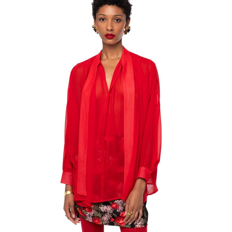 Peace and Chaos SHEER BLOUSE (W26221A RED)