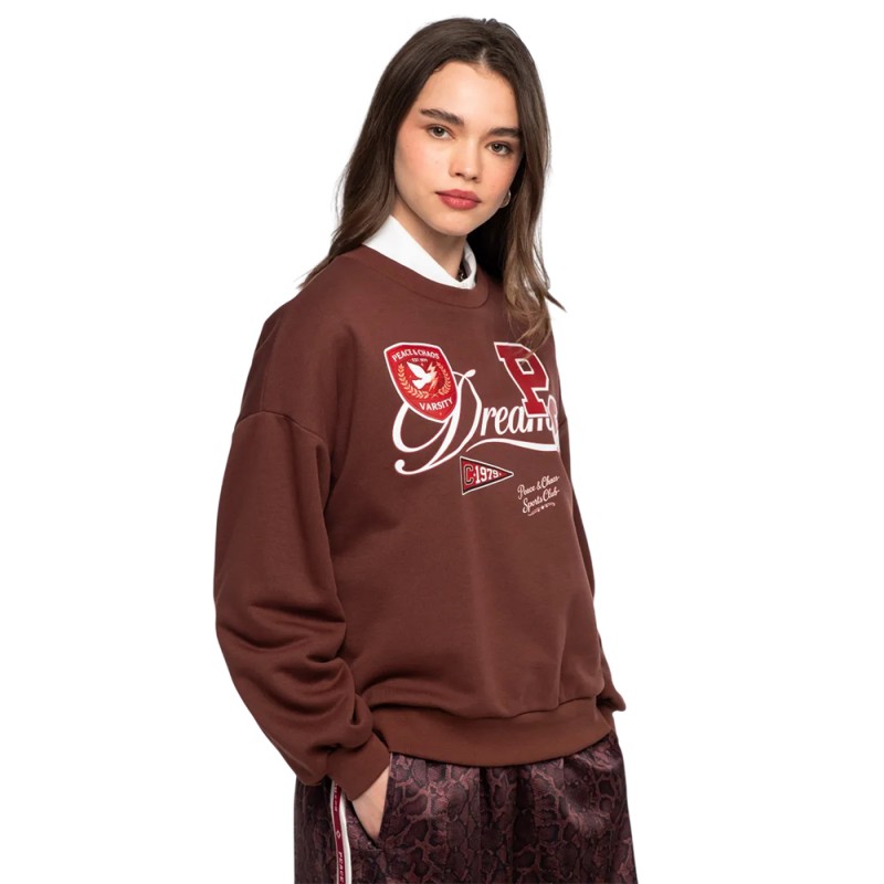 Peace and Chaos VARSITY SWEATER (W26238 BROWN)