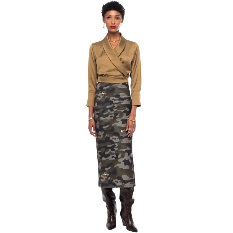 Peace and Chaos CAMOUFLAGE MIDI SKIRT (W26322 TYPOS)