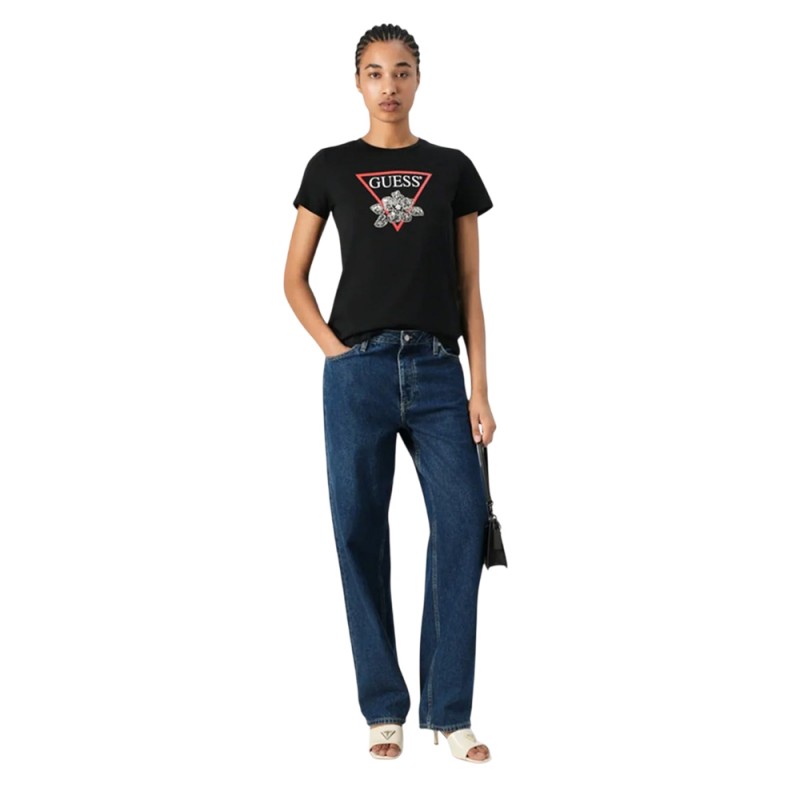 Guess SS FLOWER BLING EASY TEE ΜΠΛΟΥΖΑ ΓΥΝΑΙΚΕΙΑ (W5YI38I3Z14 JBLK)