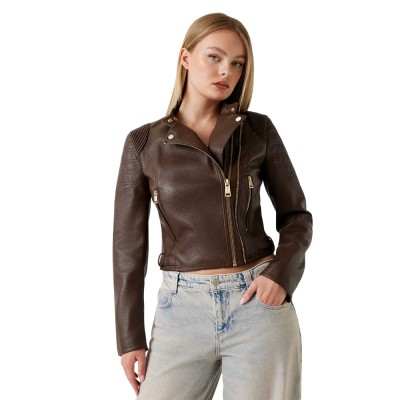 Guess JEANNINE PU STITCHED JACKET ΜΠΟΥΦΑΝ ΓΥΝΑΙΚΕΙΟ (W5YL19WHDS0 FN09)