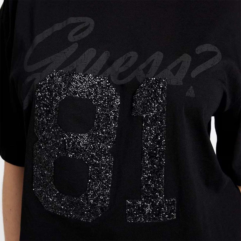 Guess SS 81 RHINESTONE NEW CREW TEE ΜΠΛΟΥΖΑ (W6RI12K9RM1 JBLK)